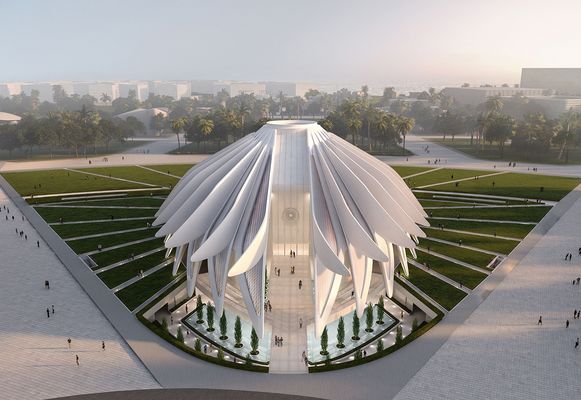 Das Bild zeigt den United Arab Emirates Pavilion auf der Expo 2020 in Dubai.