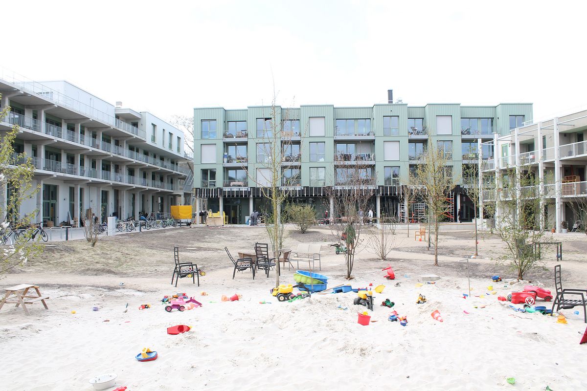 Grüner Weiler I, Neues genossenschaftliches Wohnen in Münster - Architektur: office03 - Waldmann & Jungblut Architekten Partnerschaft mbB, Köln; Landschaftsarchitektur: Sowatorini Landschaft PartmbB, Berlin