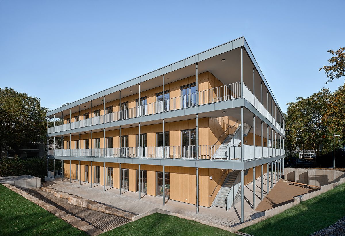 Lernen im Park – Rochadegebäude in Modulbauweise in Essen; Architektur: sehw architektur, Berlin 