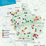 Grafik: Landkarte mit farblich gekennzeichneter Verteilung der Projekte