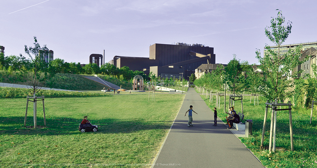 Grüngürtel Duisburg-Nord Bruckhausen, Duisburg; Landschaftsarchitektur: r+b landschaftsarchitektur, Dresden